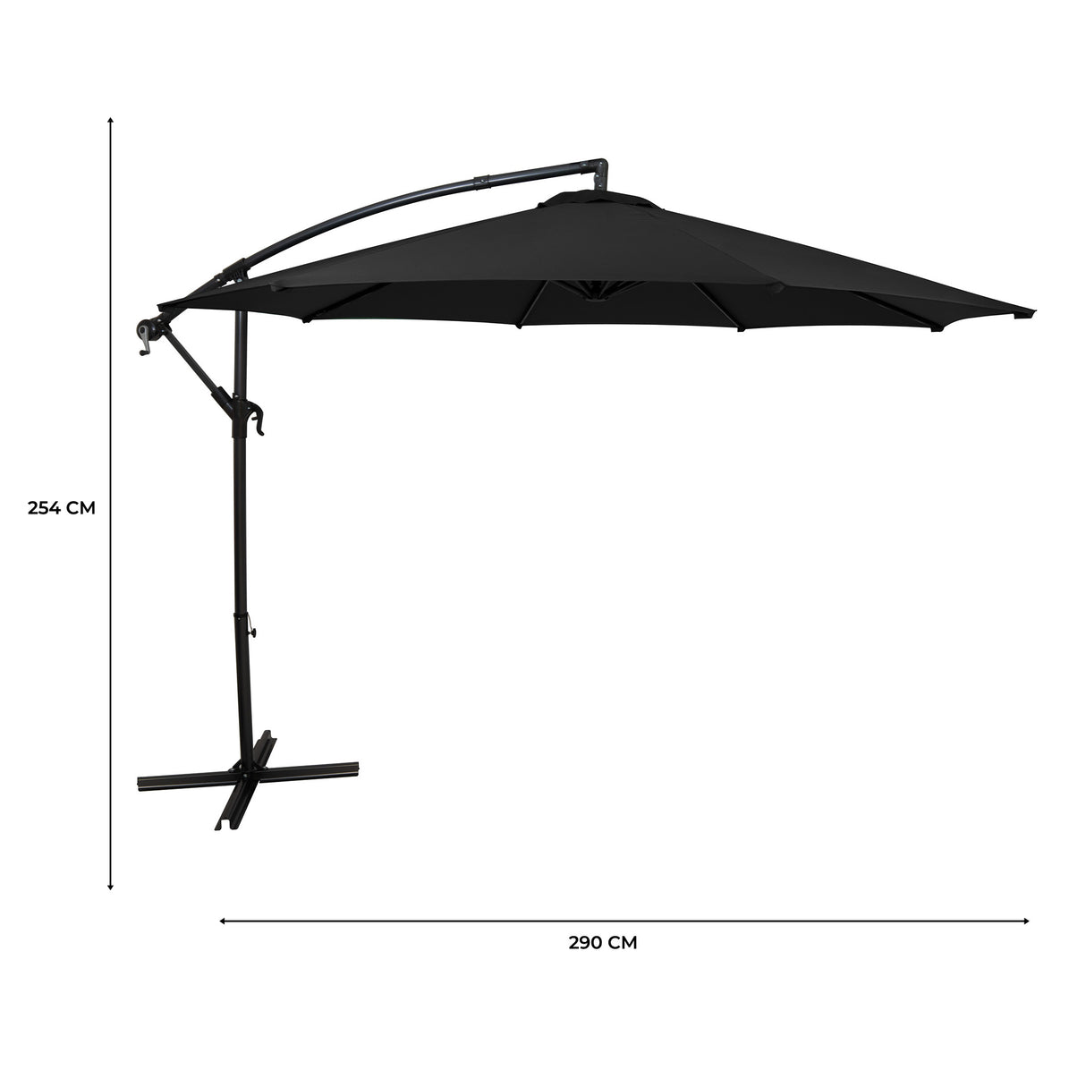 Parasol Banane à Mât Déporté 3 m - Noir