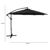 Parasol Banane à Mât Déporté 3 m - Noir