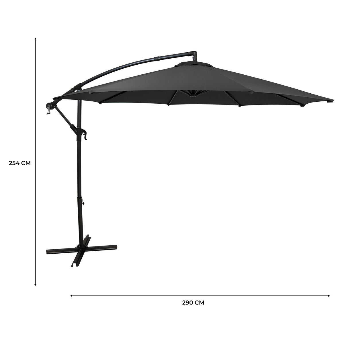 Parasol Banane à Mât Déporté 3 m - Gris