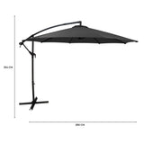 Parasol Banane à Mât Déporté 3 m - Gris