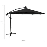Parasol Banane à Mât Déporté à LED 3 m - Noir