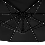 Parasol Banane à Mât Déporté à LED 3 m - Noir