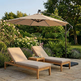 Parasol Banane à Mât Déporté à LED 3 m - Beige
