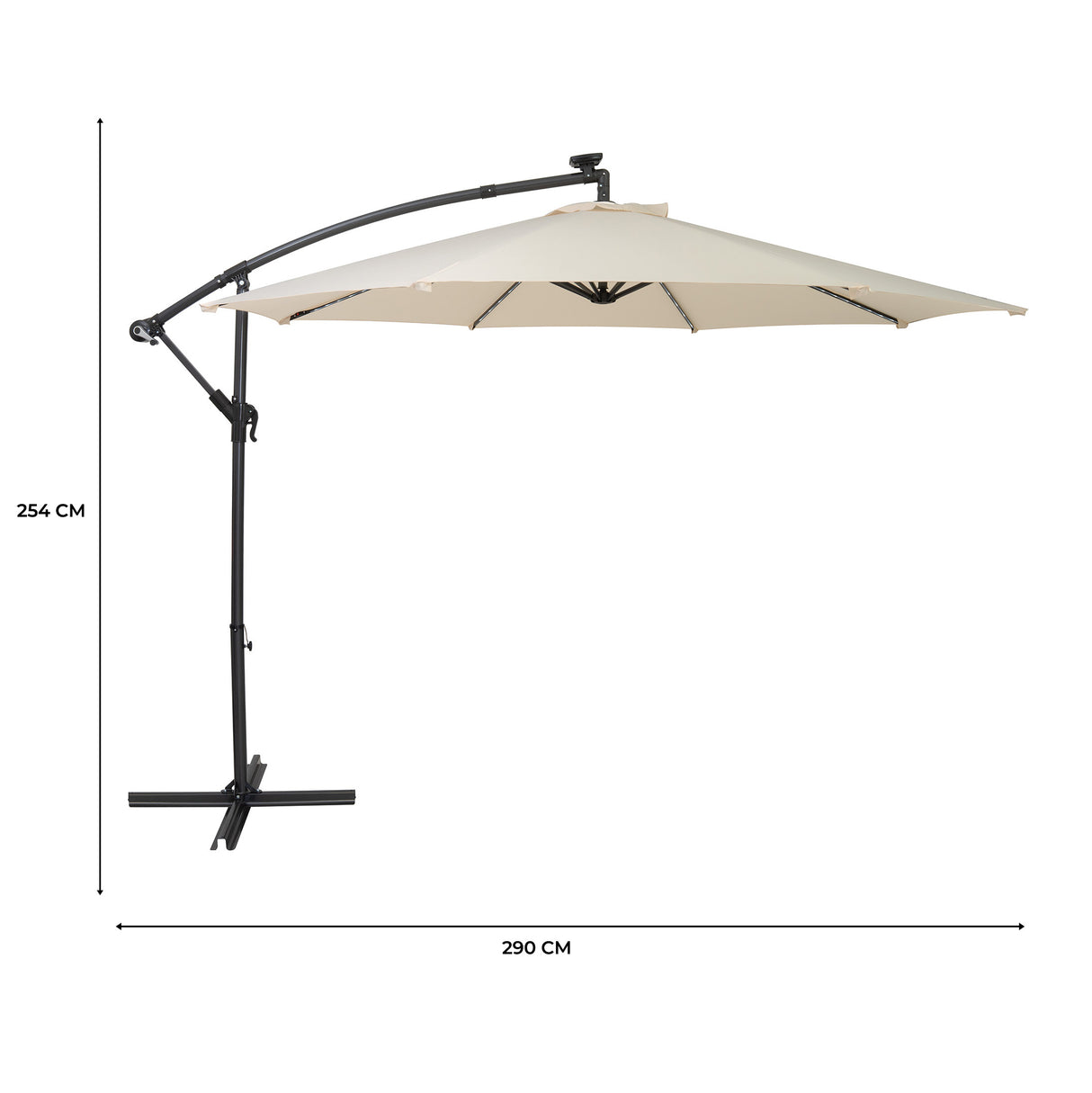 Parasol Banane à Mât Déporté à LED 3 m - Crème