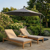 Parasol Banane à Mât Déporté à LED 3 m - Gris