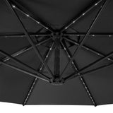 Parasol Banane à Mât Déporté à LED 3 m - Gris