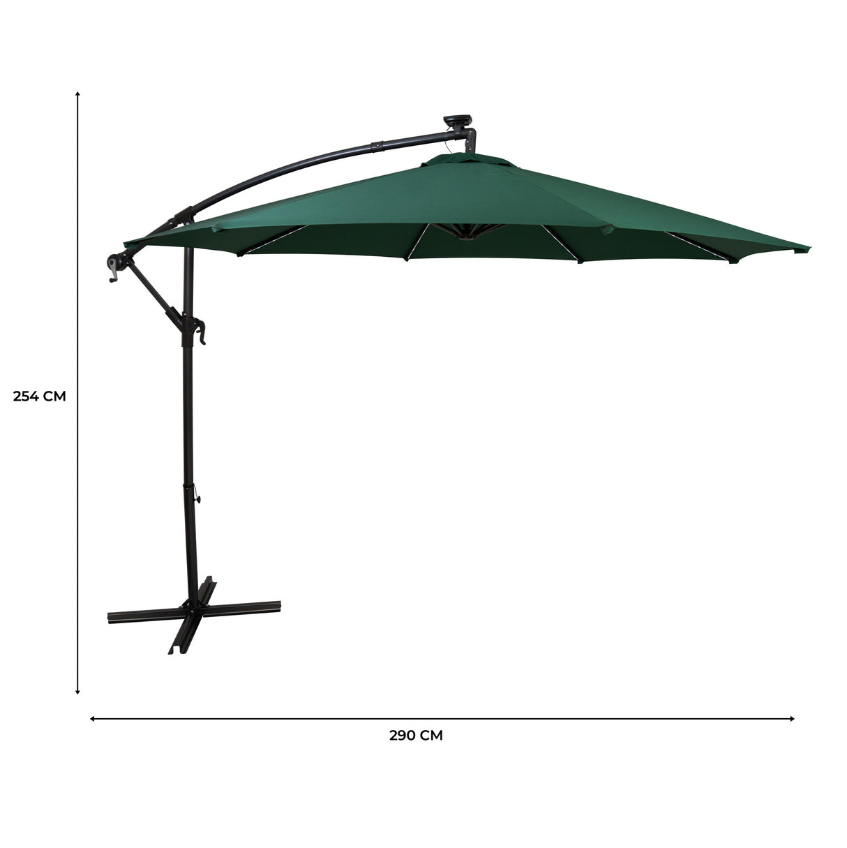 Parasol Banane à Mât Déporté à LED 3 m - Vert