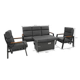 Salon de Jardin Inclinable 5 Places avec Brasero