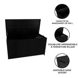 Coffre de Rangement d'Extérieur en Rotin Noir - 700 L