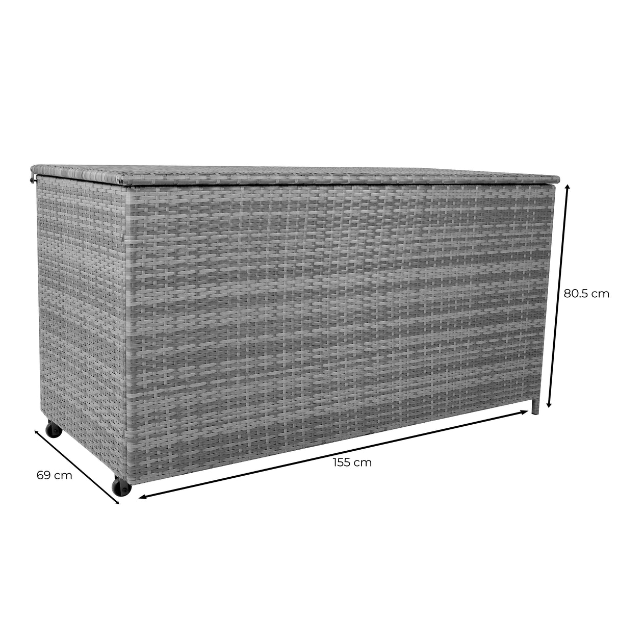 Coffre de Rangement d'Extérieur en Rotin Gris - 700 L