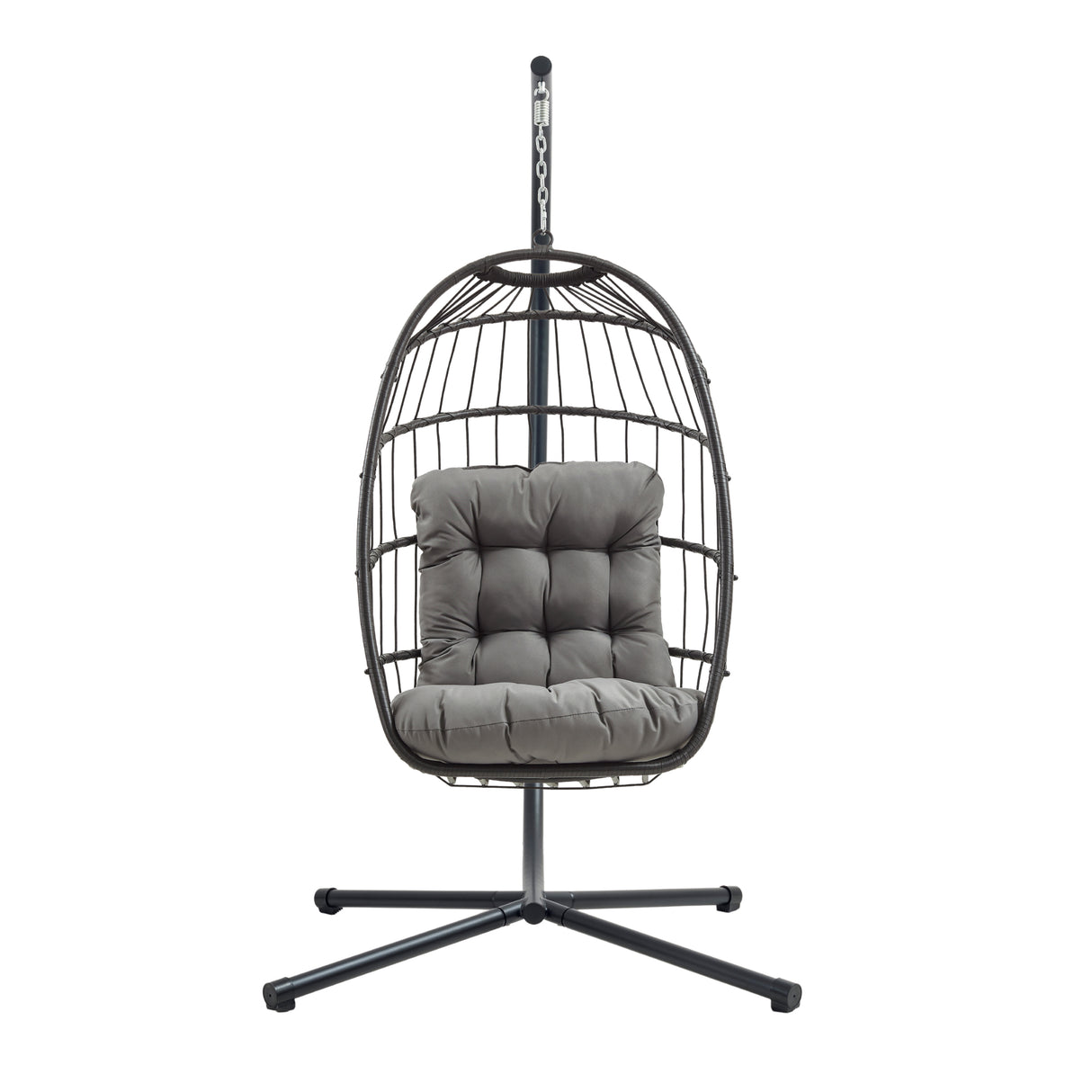 Fauteuil Œuf Suspendu en Rotin - Noir