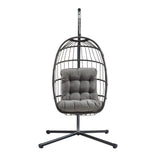 Fauteuil Œuf Suspendu en Rotin - Noir
