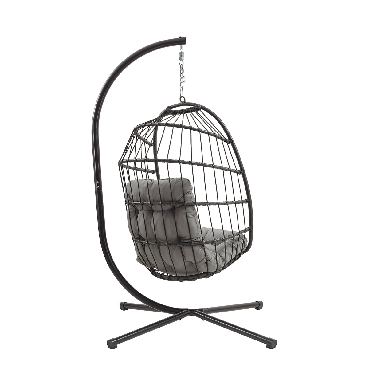 Fauteuil Œuf Suspendu en Rotin - Noir