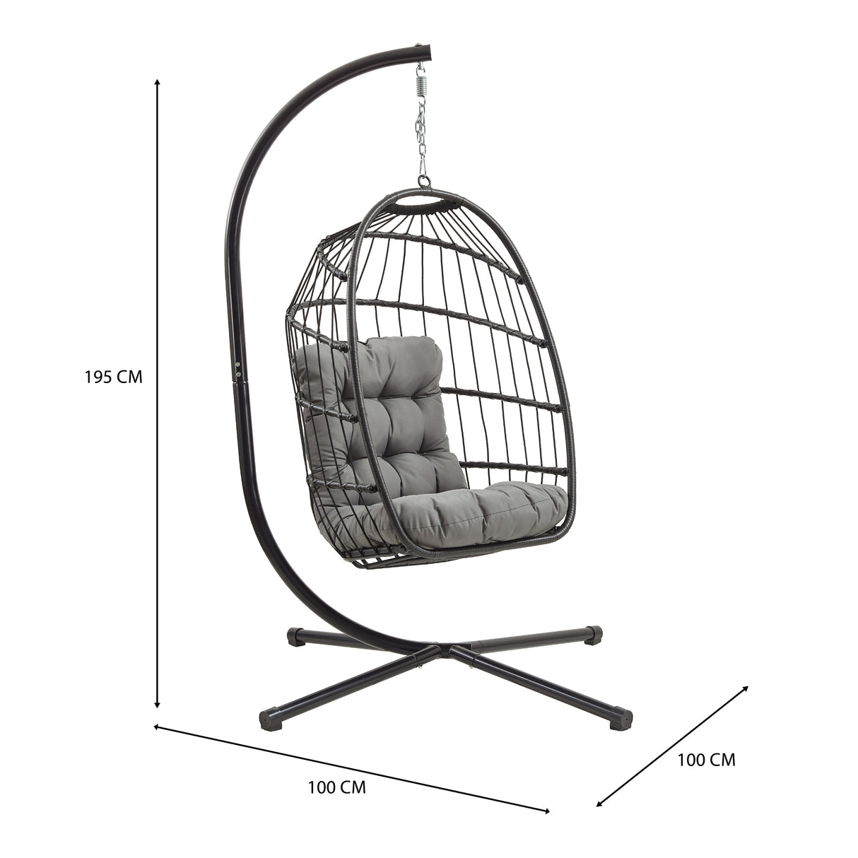 Fauteuil Œuf Suspendu en Rotin - Noir