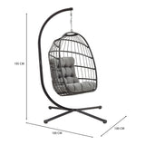 Fauteuil Œuf Suspendu en Rotin - Noir