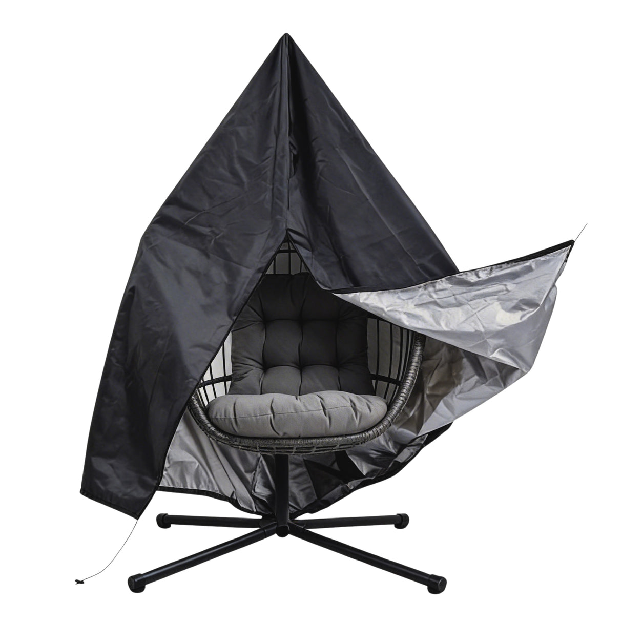 Fauteuil Œuf Suspendu en Rotin - Noir