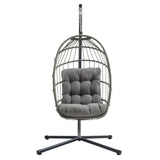 Fauteuil Œuf Suspendu en Rotin - Gris