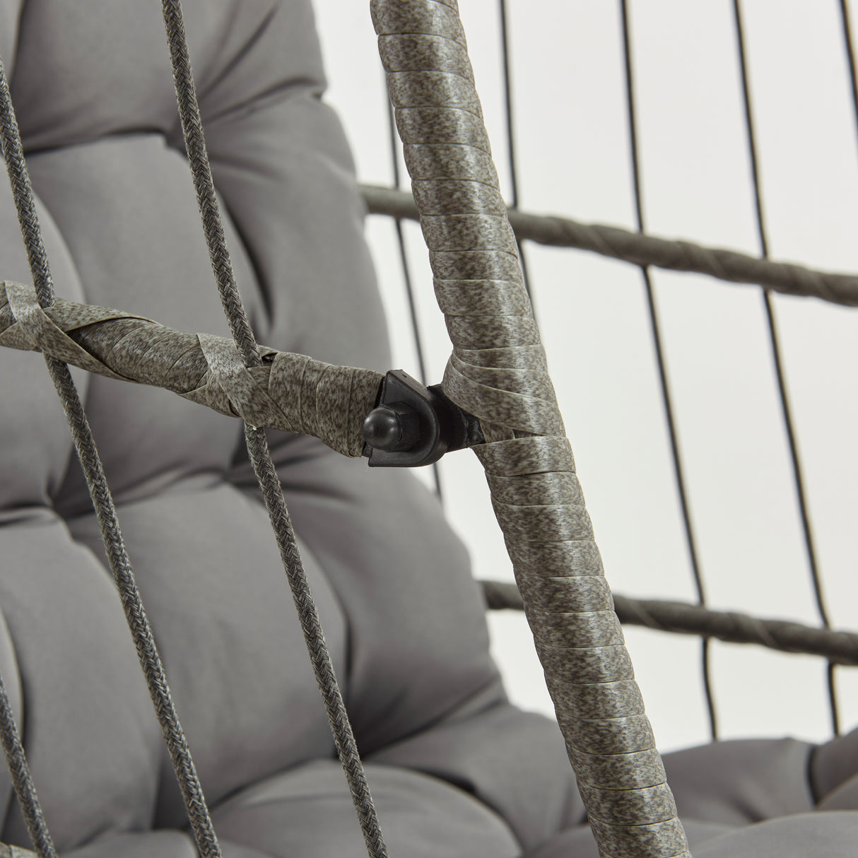 Fauteuil Œuf Suspendu en Rotin - Gris