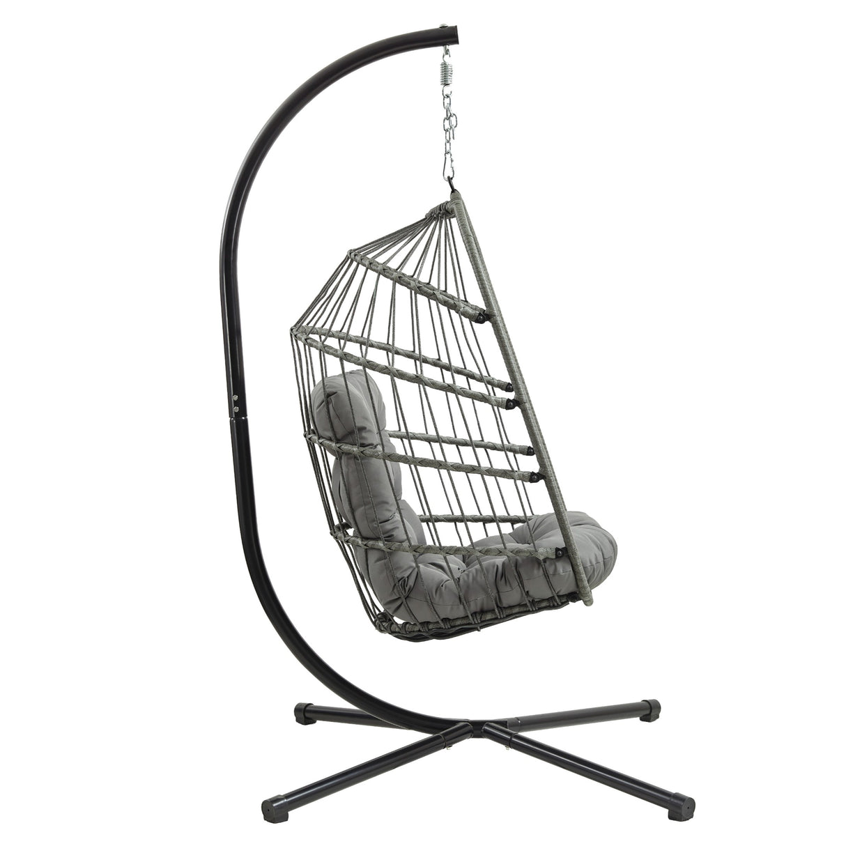 Fauteuil Œuf Suspendu en Rotin - Gris