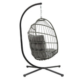 Fauteuil Œuf Suspendu en Rotin - Gris