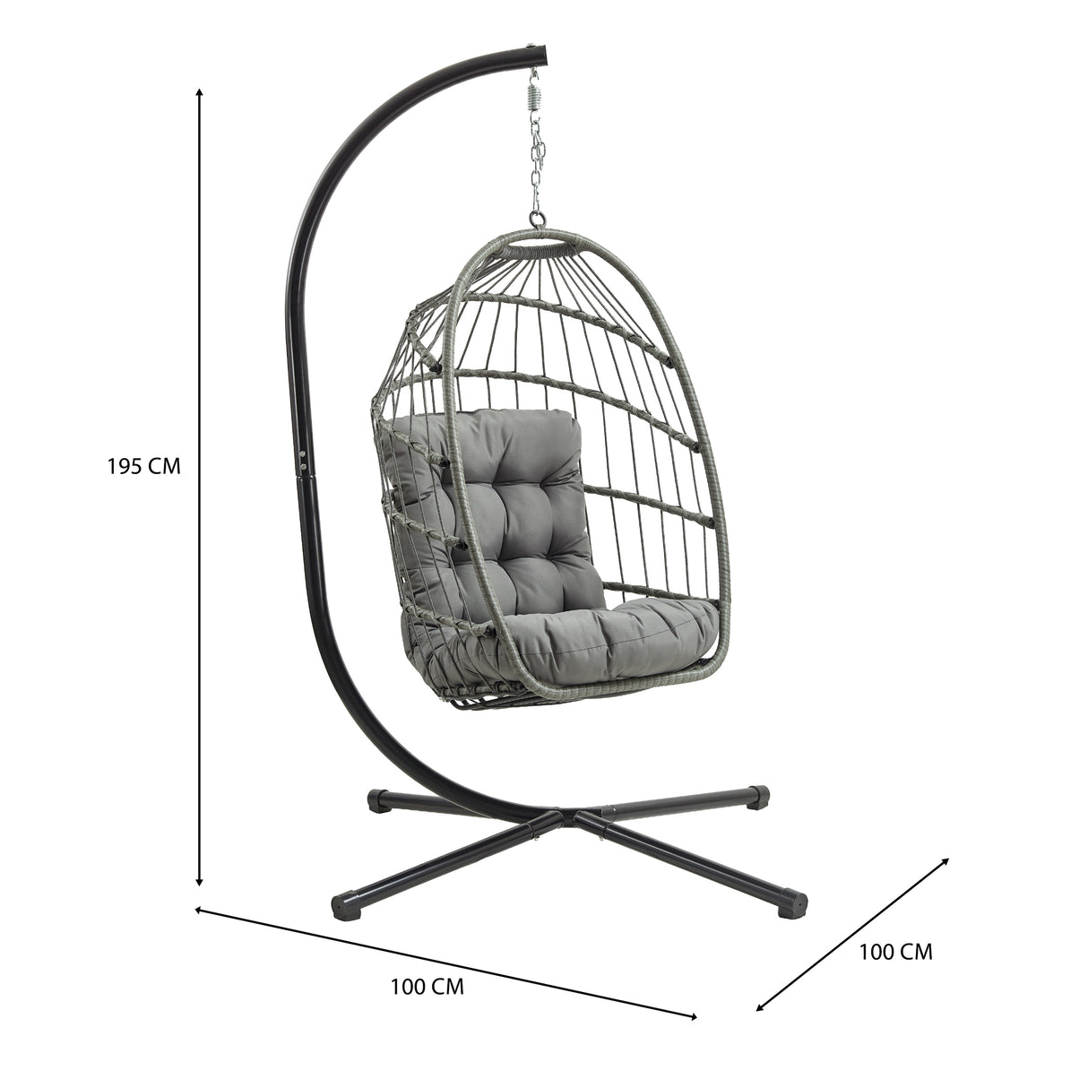 Fauteuil Œuf Suspendu en Rotin - Gris