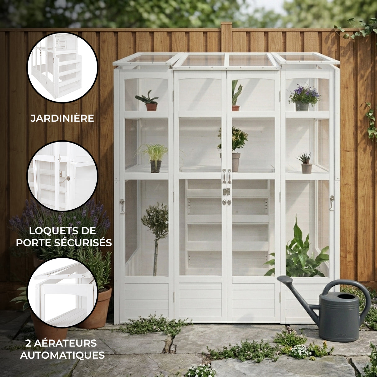 Serre de Jardin Adossée en Bois - Blanc