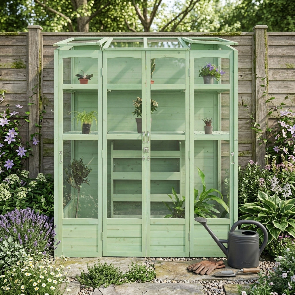 Serre de Jardin Adossée en Bois - Vert