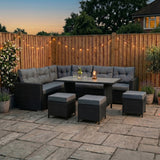 Salon de Jardin en Rotin & Table en Bois Composite - Noir