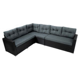 Salon de Jardin en Rotin & Table en Bois Composite - Noir