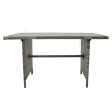 Salon de Jardin en Rotin & Table en Bois Composite - Gris