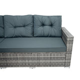 Salon de Jardin en Rotin & Table en Bois Composite - Gris