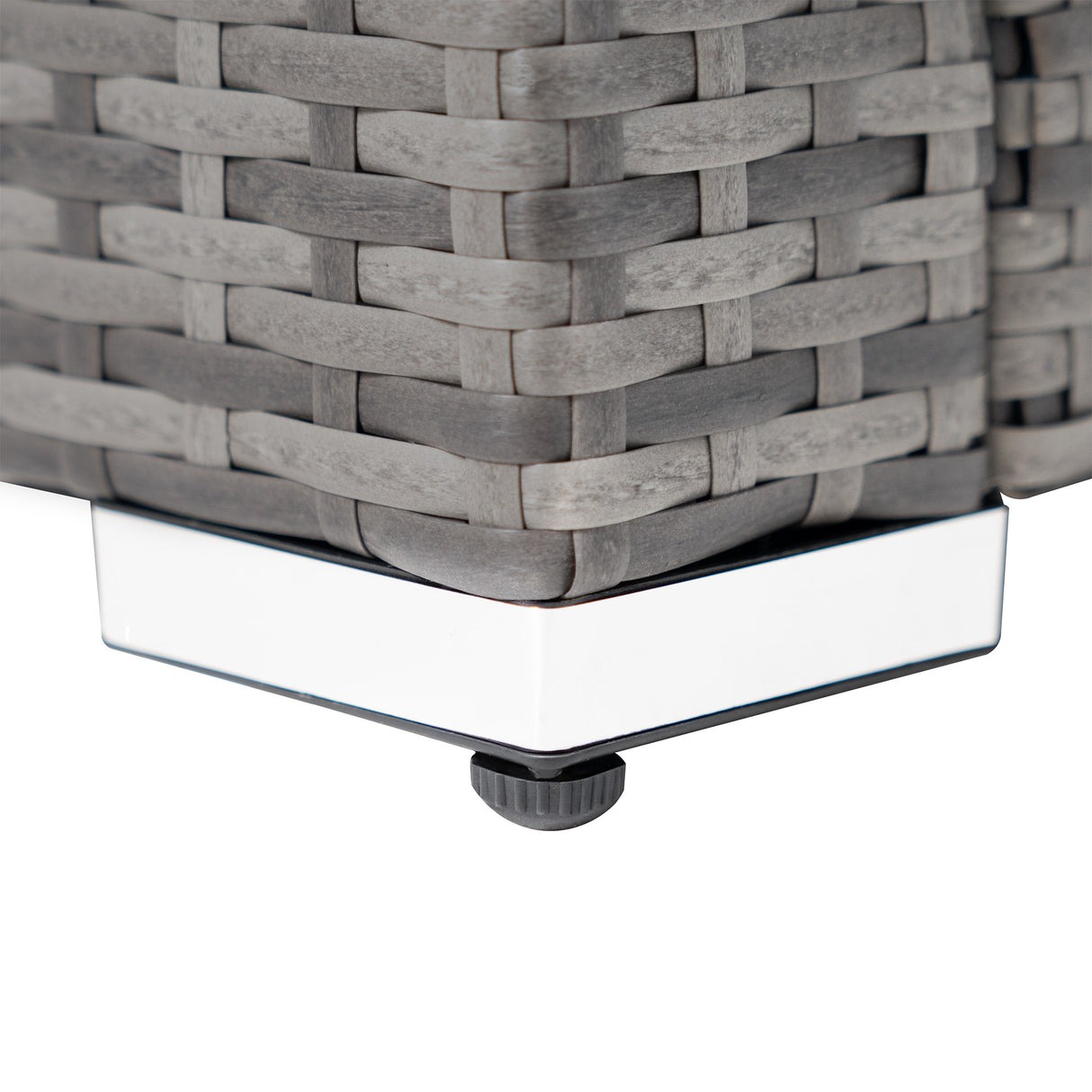Salon de Jardin en Rotin & Table en Bois Composite - Gris
