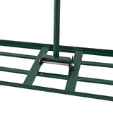 Niveleur de pelouse vert avec manche extensible de 100 cm, présentant une structure métallique robuste et des lignes épurées pour un nivellement efficace