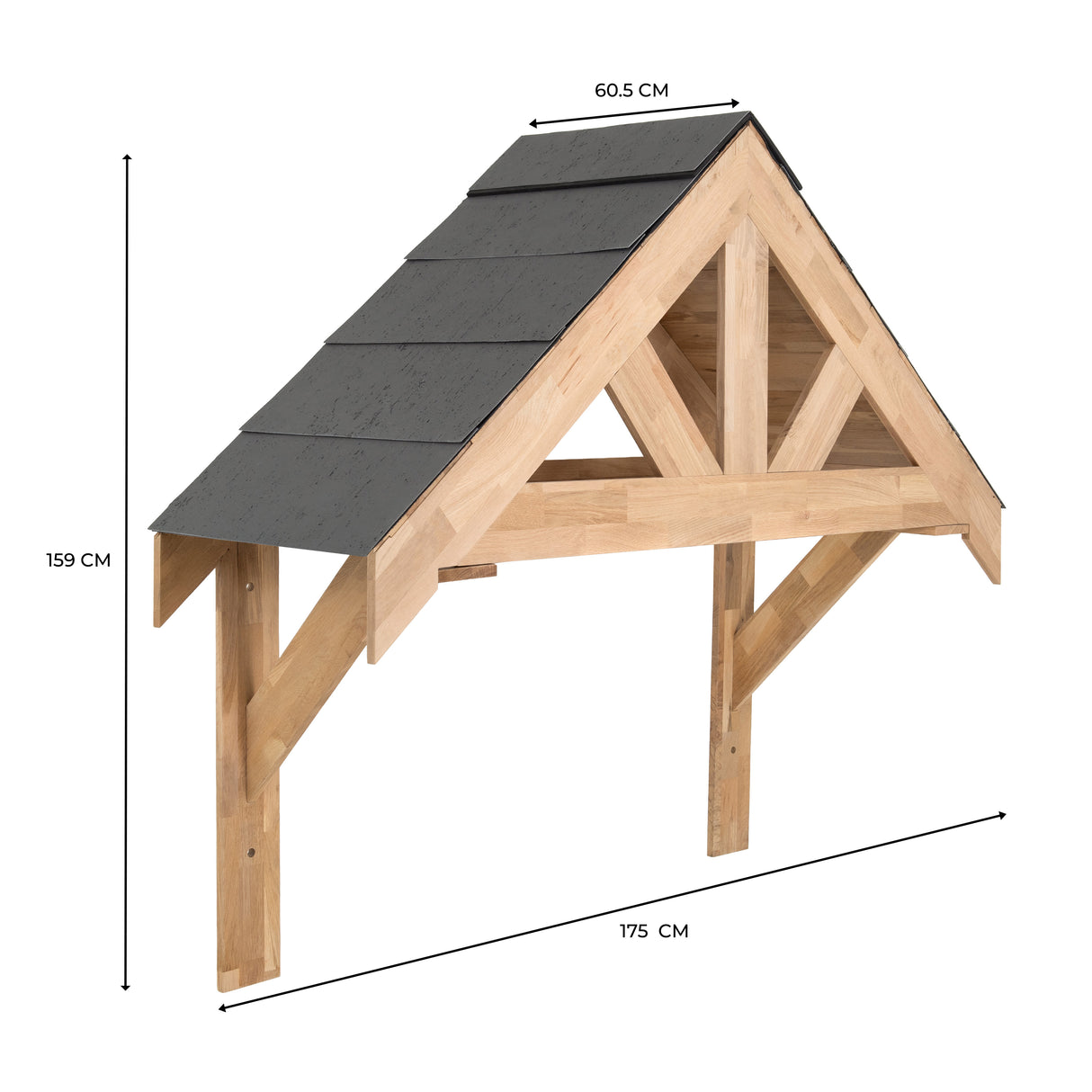 Kit de Marquise en Bois Chêne Massif - 125 cm