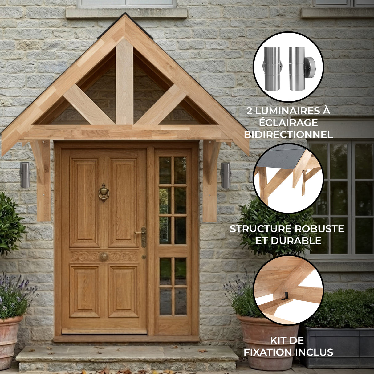 Kit de Marquise en Bois Chêne Massif - 140 cm