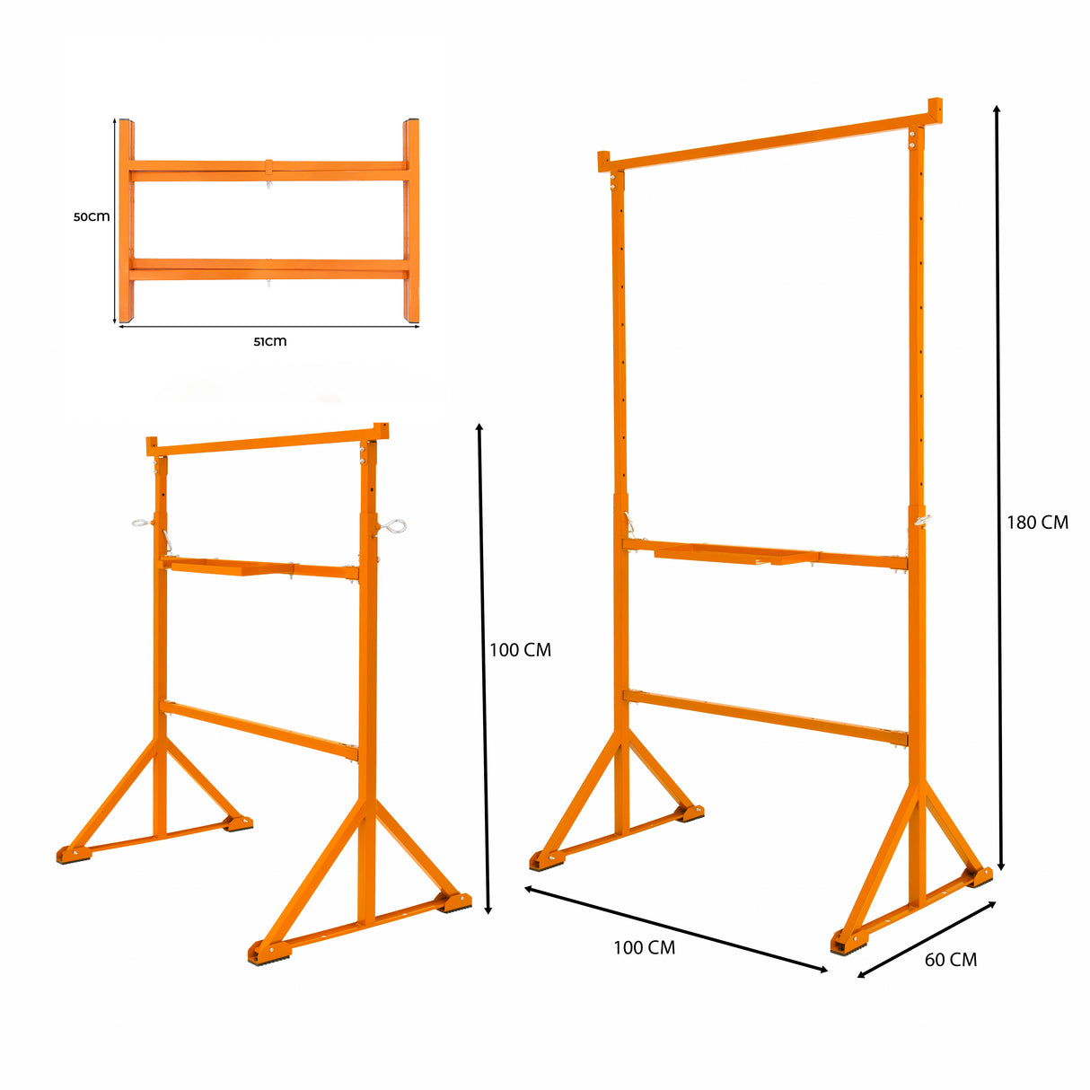 Lot de 2 Tréteaux de Maçon & 3 Supports en X (500 mm)