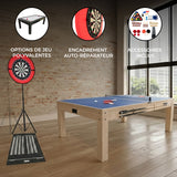 Lot de Table Multi Jeux 7 en 1, Ensemble de Fléchettes & Anneau LED - Chêne
