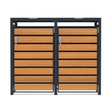 Abri Métallique pour 2 Poubelles à Roulettes - Anthracite et Bois