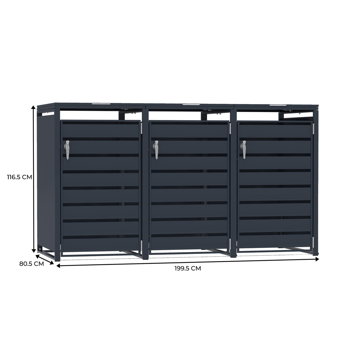 Abri Métallique pour 3 Poubelles à Roulettes - Anthracite