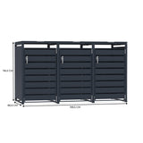 Abri Métallique pour 3 Poubelles à Roulettes - Anthracite