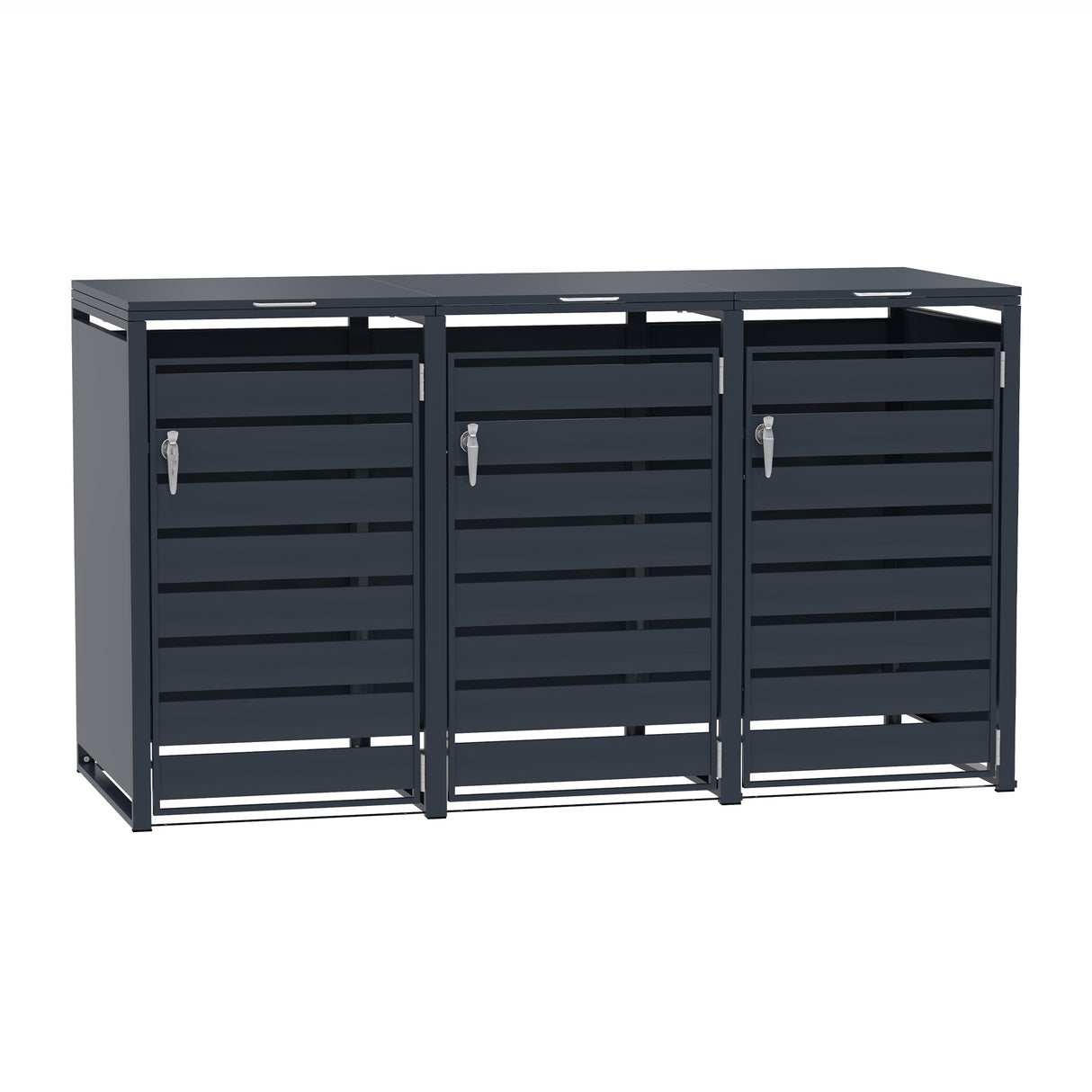 Abri Métallique pour 3 Poubelles à Roulettes - Anthracite