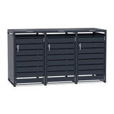 Abri Métallique pour 3 Poubelles à Roulettes - Anthracite