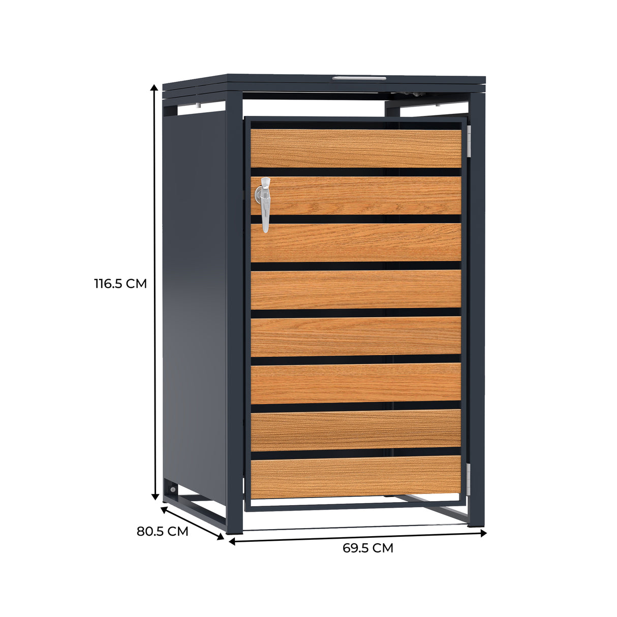 Abri Métallique pour 1 Poubelle à Roulettes - Anthracite et Bois