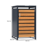 Abri Métallique pour 1 Poubelle à Roulettes - Anthracite et Bois