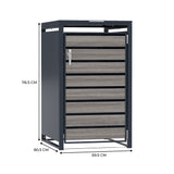 Abri Métallique pour 1 Poubelle à Roulettes - Anthracite et Bois Gris
