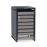 Abri Métallique pour 1 Poubelle à Roulettes - Anthracite et Bois Gris