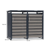 Abri Métallique pour 2 Poubelles à Roulettes - Anthracite et Bois Gris