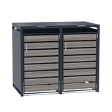 Abri Métallique pour 2 Poubelles à Roulettes - Anthracite et Bois Gris