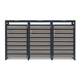 Abri Métallique pour 3 Poubelles à Roulettes - Anthracite et Bois Gris