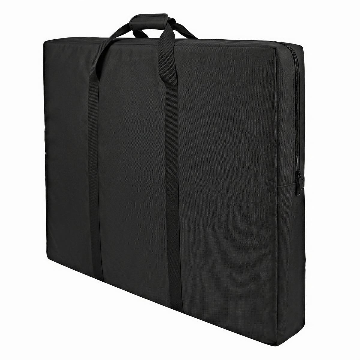 Sac de transport noir pour vitrine, en tissu résistant, avec poignées robustes et fermeture éclair, idéal pour cartes et accessoires